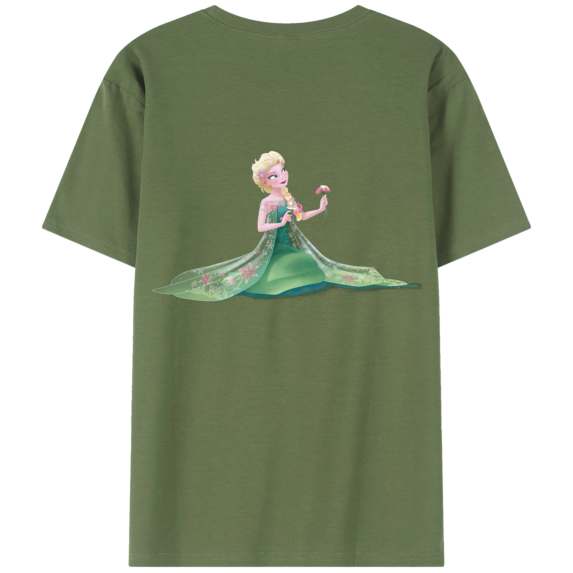 （画像用） アナと雪の女王 アンナ エルサ Frozen Anna Elsa 綿100％ メンズ半袖Tシャツ（バックプリント） 通気性